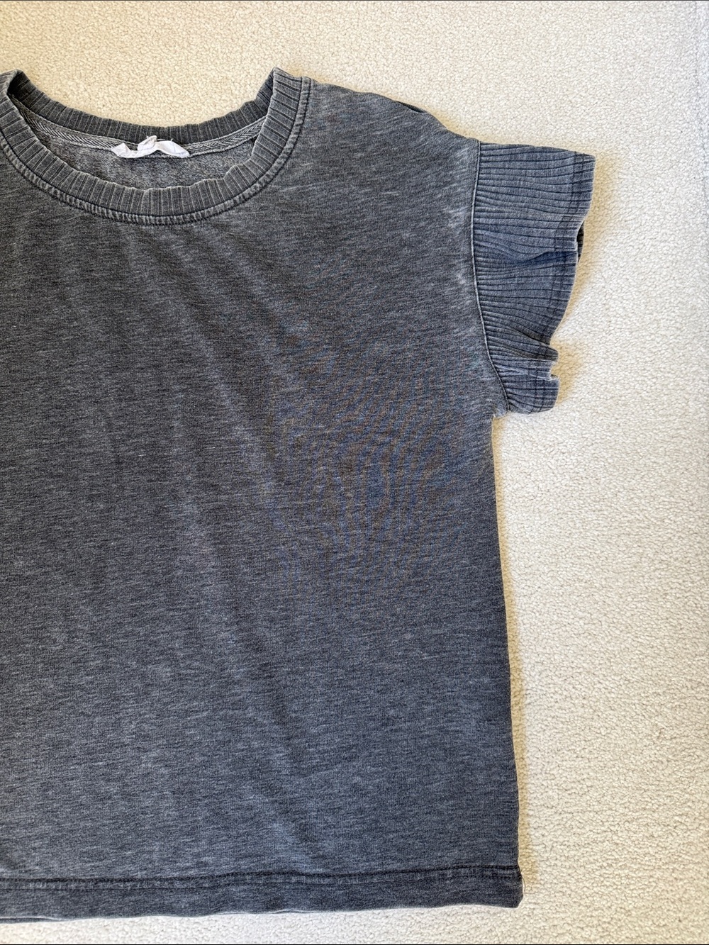Jane and Delancey Charcoal Gray Ruffle Sleeve Tee